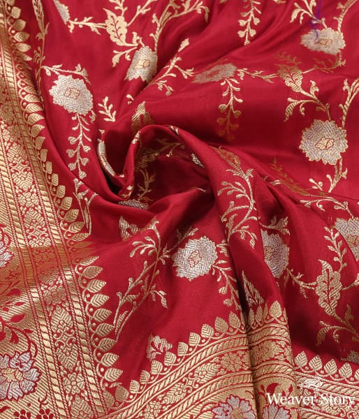 Handwoven_Red_and_Rani_Dual_Tone_Sona_Rupa_Kadhwa_Jaal_Dupatta_WeaverStory_04