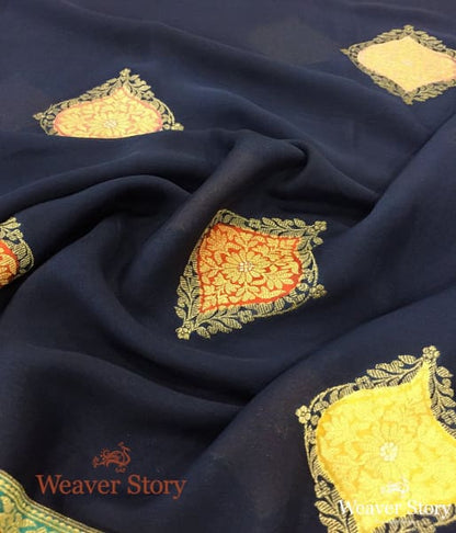 Handwoven_Blue_Georgette_with_Hand_Painted_Border_WeaverStory_05