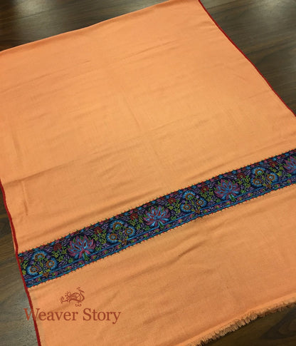 Peach_Pashmina_Stole_with_Blue_Border_WeaverStory_04