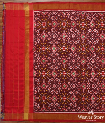 Handwoven_Mahroon_Red_Patola_Dupatta_WeaverStory_04