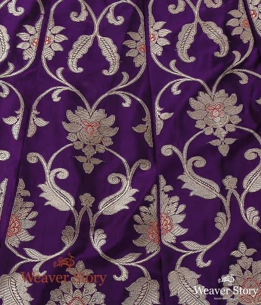 Handloom_Purple_Kadhwa_Meenakari_Banarasi_Lehenga_WeaverStory_04