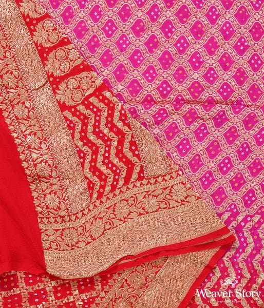 Handwoven_Red_and_Pink_Banarasi_Bandhej_Dupatta_WeaverStory_04