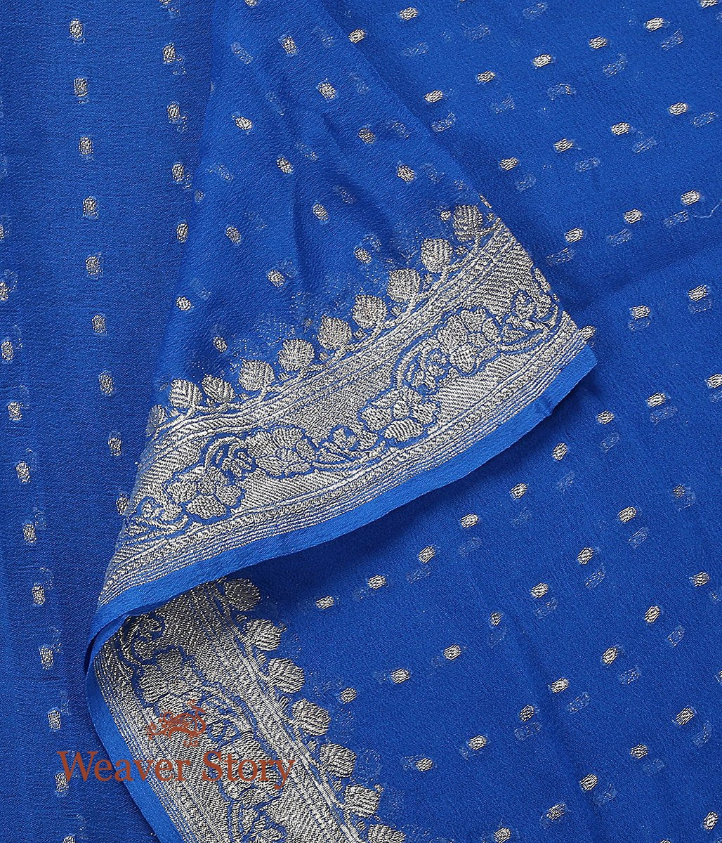 Handloom_Blue_Georgette_Dupatta_with_Silver_Zari_WeaverStory_02