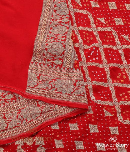 Handwoven_Banarasi_Bandhani_Georgette_Dupatta_in_Red_WeaverStory_04