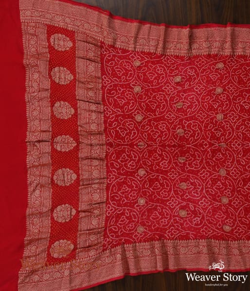 Handwoven_Red_Kadhwa_Banarasi_Bandhej_Dupatta_WeaverStory_04