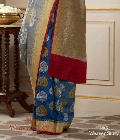 Handwoven_Grey_Tussar_Banarasi_Georgette_Saree_WeaverStory_04