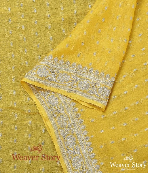 Handwoven_Yellow_Georgette_Dupatta_with_Silver_Zari_WeaverStory_02