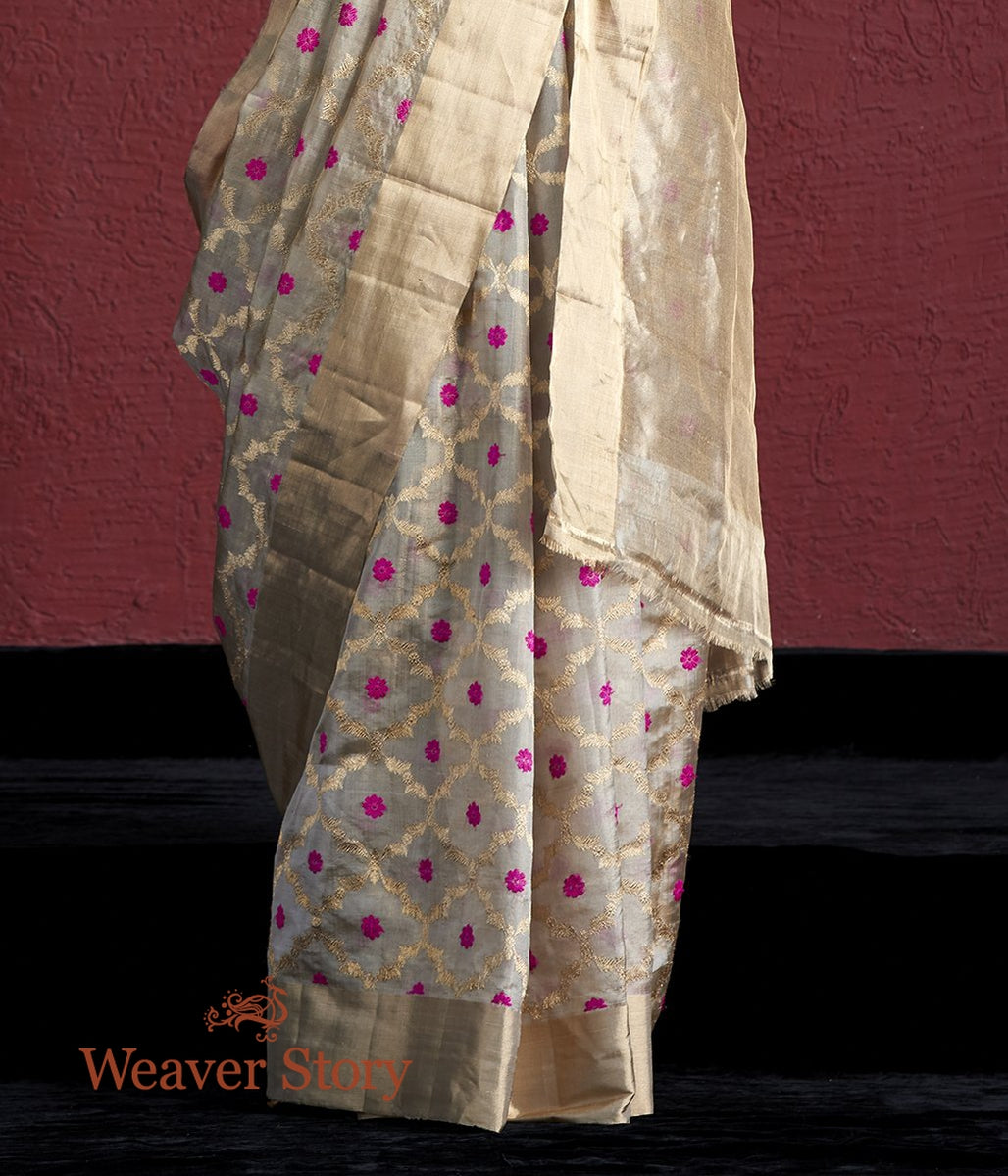 Handwoven_Gold_Silk_Tissue_Chanderi_Saree_with_Meenakari_WeaverStory_04