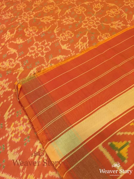 Handwoven_Single_Ikat_Patola_Dupatta_in_Orange_WeaverStory_04