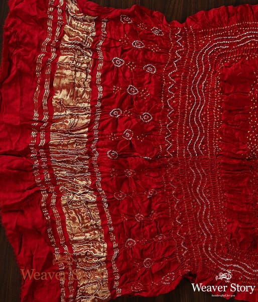 Handwoven_Red_Gajji_Silk_Dupatta_with_Bandhej_WeaverStory_04