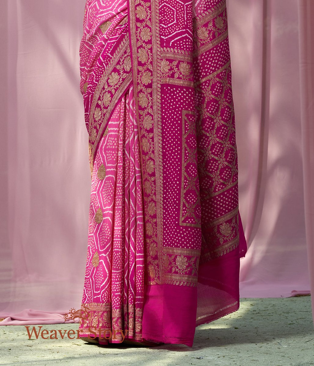 Handloom_Pink_Ombre_Dyed_Bandhej_Saree_WeaverStory_04