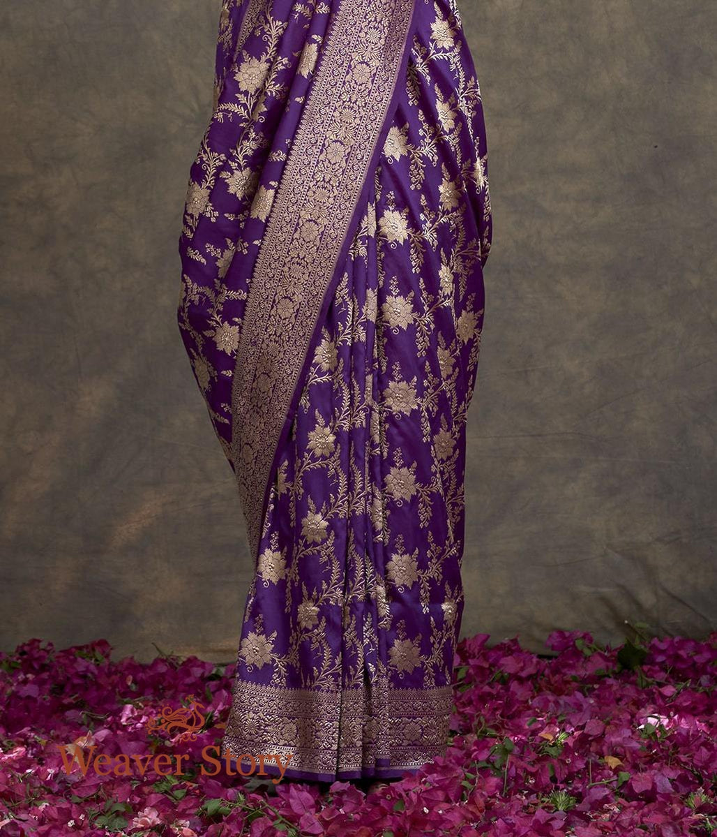 Handwoven_Purple_Kadhwa_Jangla_Saree_with_Floral_Jaal_WeaverStory_04