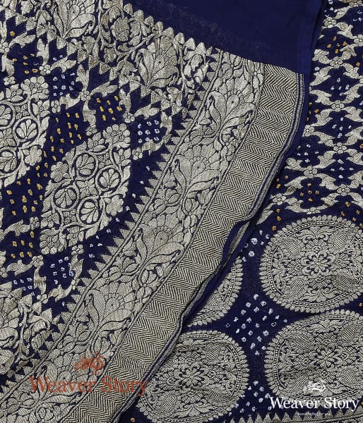 Handwoven_Banarasi_Bandhani_Georgette_Dupatta_in_Blue_WeaverStory_04