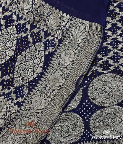 Handwoven_Banarasi_Bandhani_Georgette_Dupatta_in_Blue_WeaverStory_04