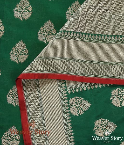 Handwoven_Green_Katan_Silk_Dupatta_with_Leaf_Motifs_WeaverStory_04