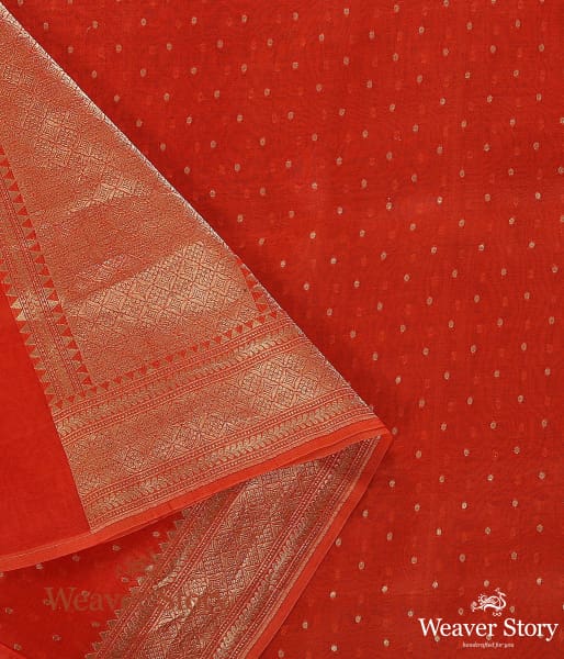 Handwoven_Red_Organza_Gold_Booti_Dupatta_WeaverStory_04