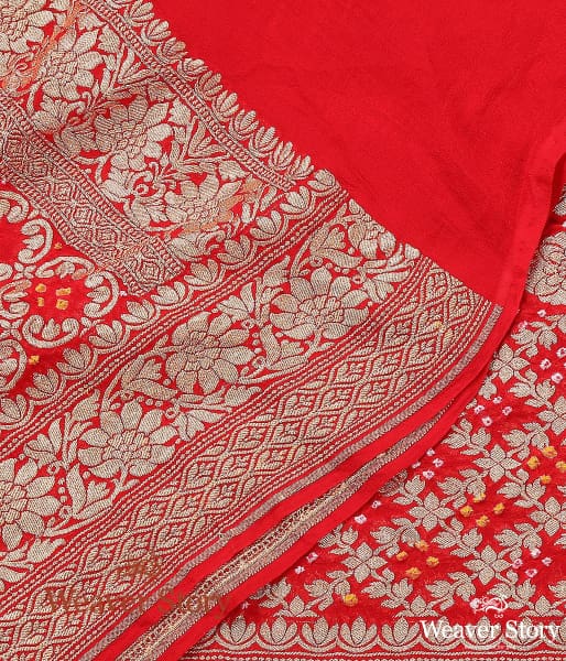 Handwoven_Red_Banarasi_Bandhani_Georgette_Dupatta_WeaverStory_04