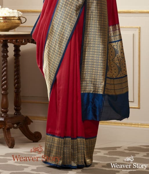 Handwoven_Red_Pashmina_Saree_WeaverStory_04