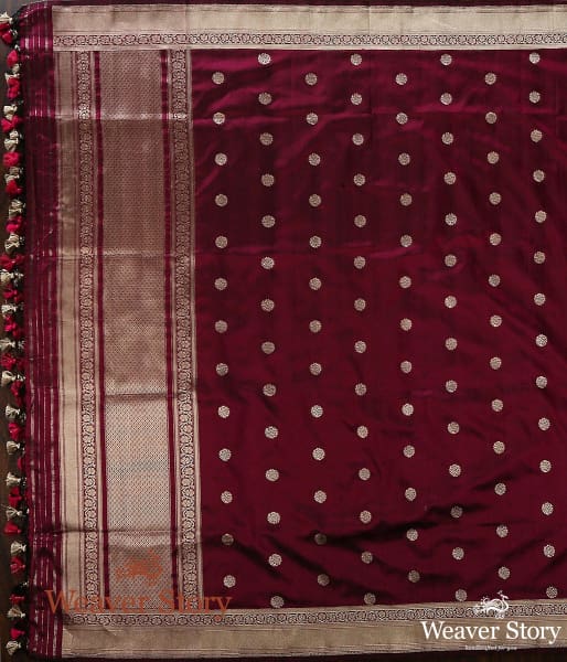 Handwoven_Wine_Kadhwa_Asharfi_Booti_Dupatta_WeaverStory_04