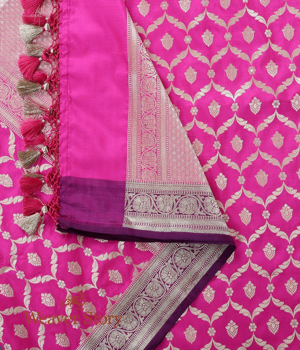 Handloom_Pink_Katan_Silk_Cutwork_Booti_Dupatta_WeaverStory_04