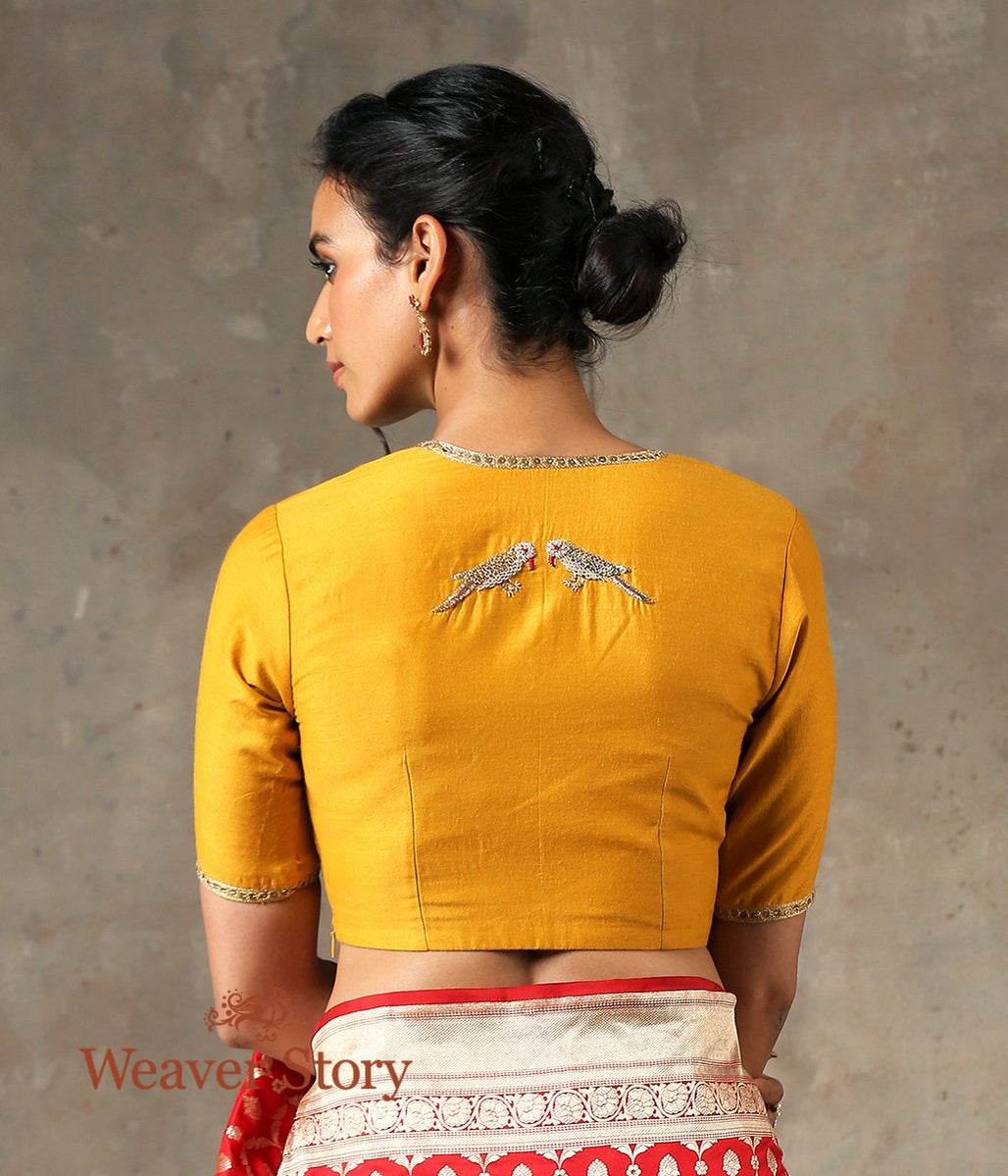 Mustard_Matka_Style_Blouse_Munga_Silk_with_Embroidery_WeaverStory_03