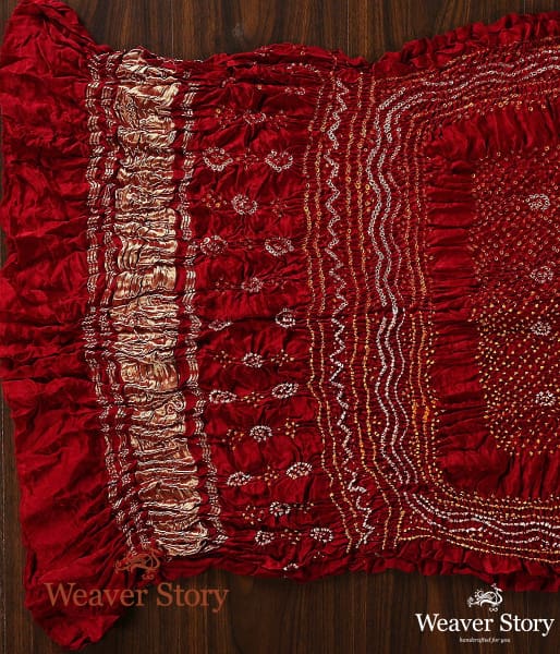 Handwoven_Maroon_Gajji_Silk_Dupatta_with_Bandhej_WeaverStory_04