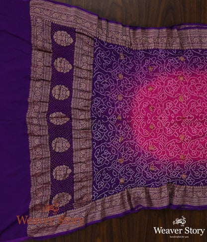 Handwoven_Purple_and_Pink_Ombre_Dye_Kadhwa_Bandhej_Dupatta_WeaverStory_04