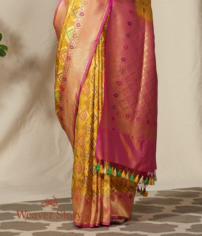 Handwoven_Yellow_and_Pink_Cutwork_Banarasi_Patola_Saree_WeaverStory_04