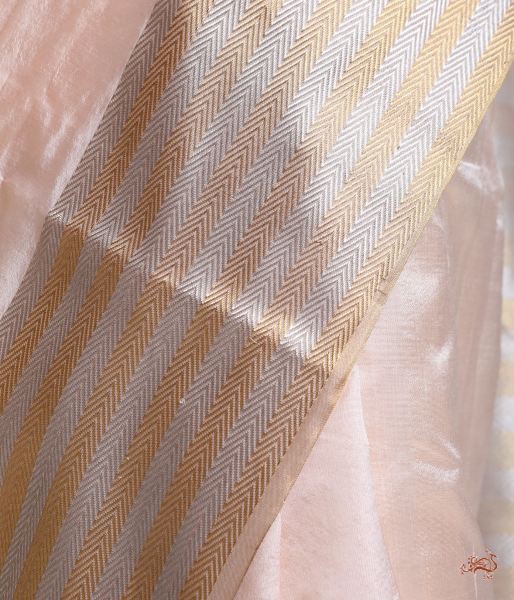 Handwoven_Peach_Chanderi_silk_saree_with_a_Gold_and_Silver_border_WeaverStory_05