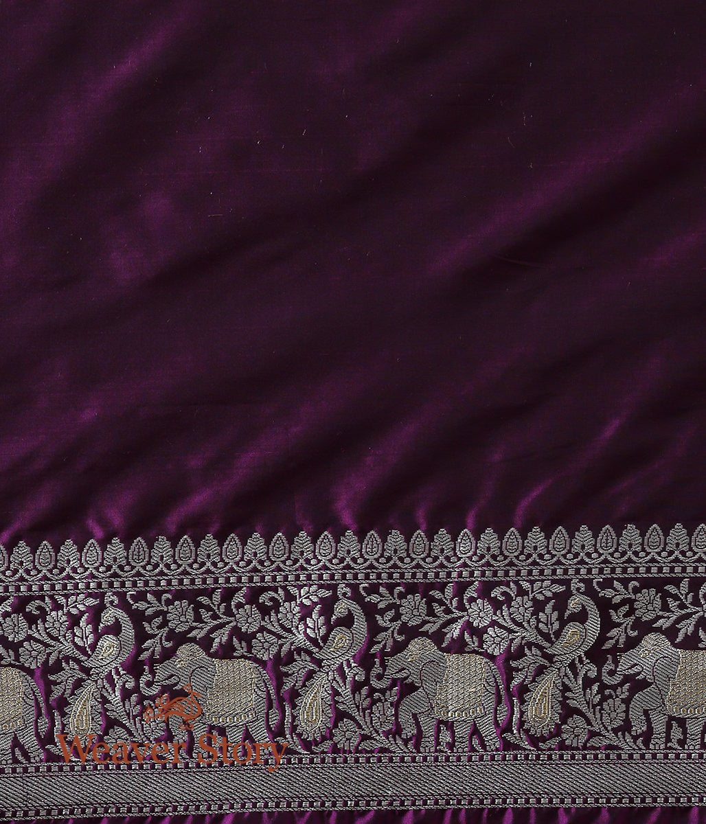 Handwoven_Purple_Elephant_Booti_Saree_with_Shikargah_Border_WeaverStory_05