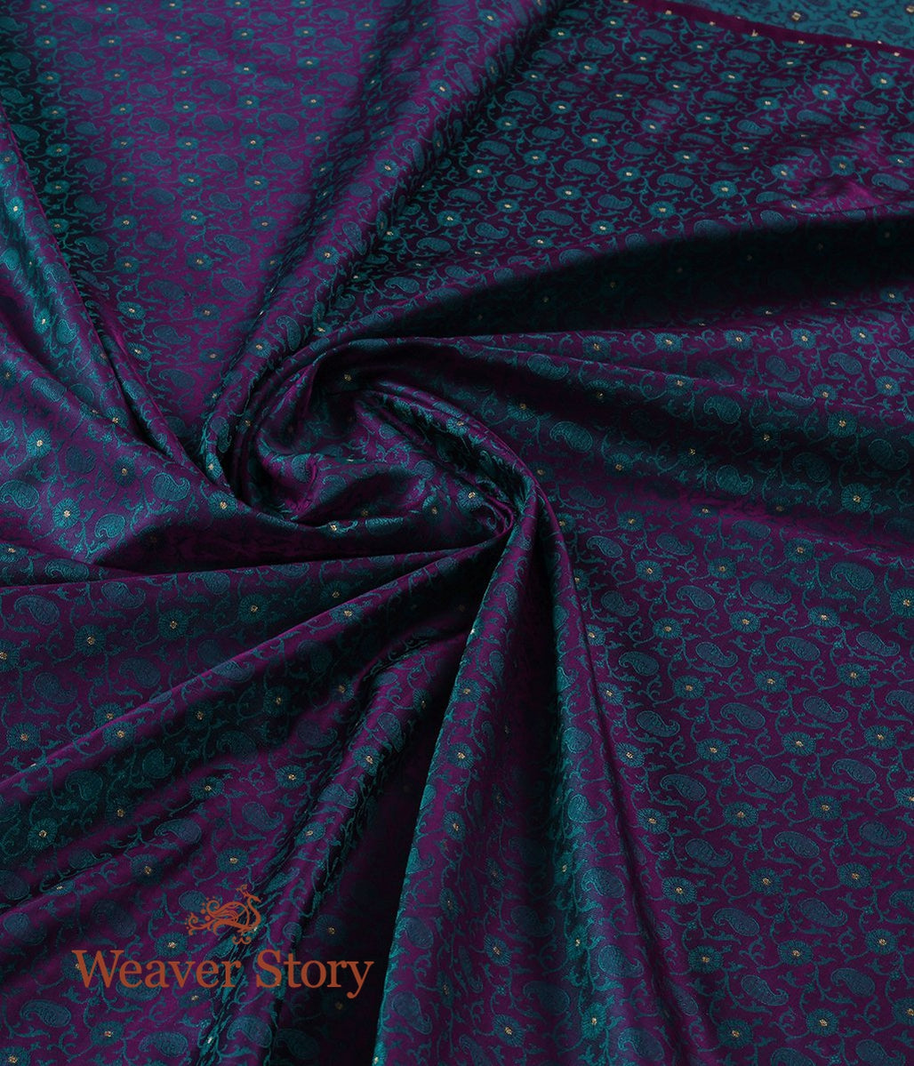 Handloom_Purple_and_Green_Tanchoi_Fabric_with_Paisley_and_Zari_Booti_WeaverStory_05