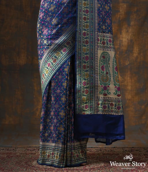 Handwoven_Blue_Meenakari_Banarasi_Patola_Saree_WeaverStory_05