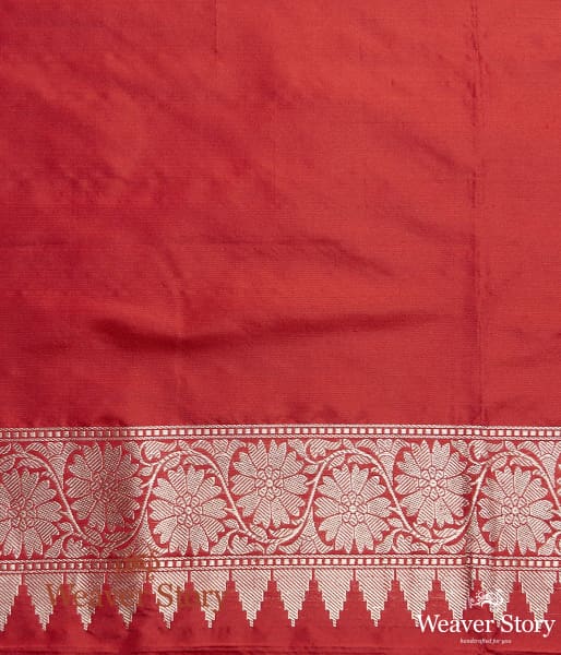 Handwoven_Red_Kadhwa_Booti_Saree_with_Zari_Temple_Border_WeaverStory_05