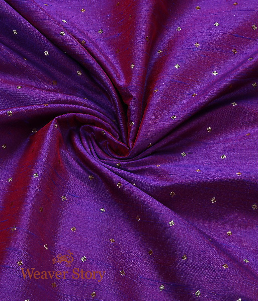 Handloom_Purple_Tusser_Zari_Booti_Fabric_WeaverStory_05