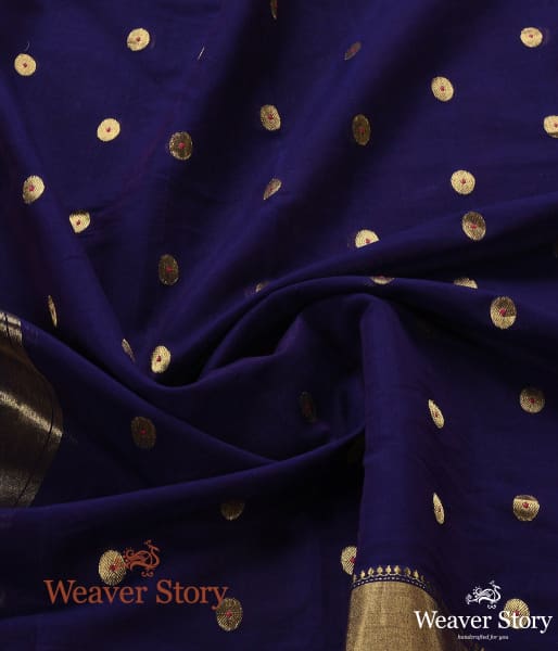 Handwoven_Purple_Cotton_Dupatta_with_Asharfi_Booti_WeaverStory_05