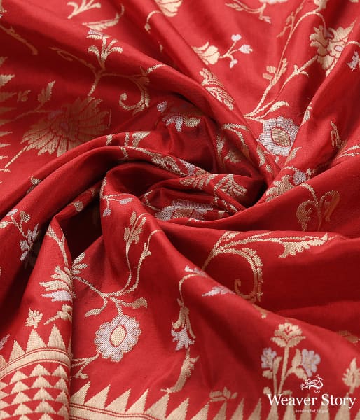 Handwoven_Red_Banarasi_Cutwork_Jangla_Dupatta_WeaverStory_05