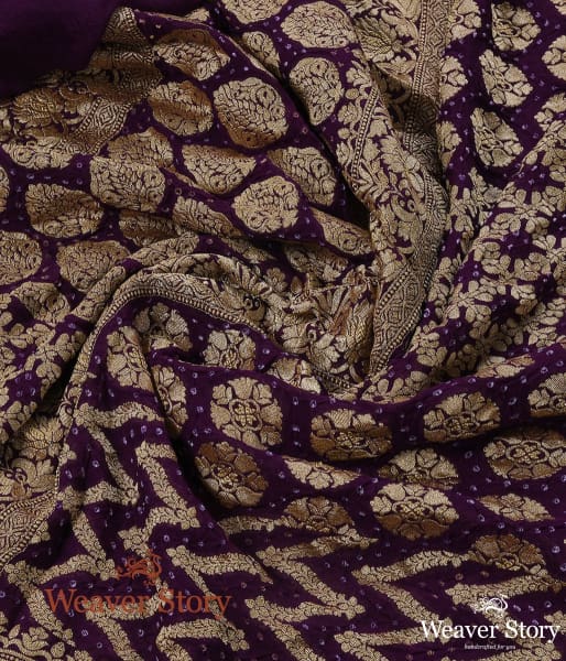 Handwoven_Purple_Banarasi_Bandhej_Dupatta_WeaverStory_05