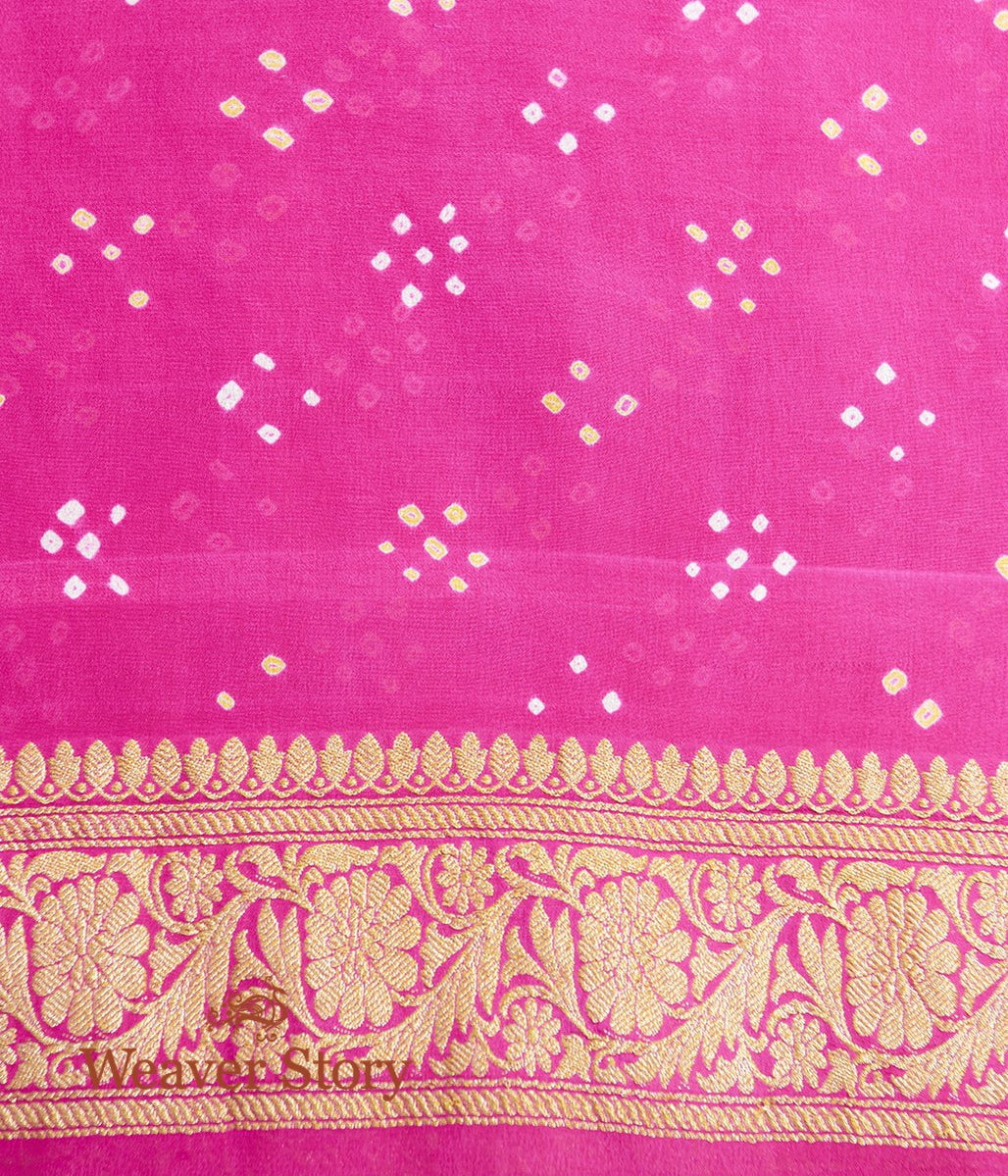 Handwoven_Yellow_Kadhwa_Bandhej_Saree_with_Pink_Border_WeaverStory_05