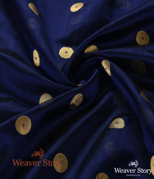 Handwoven_Blue_Chanderi_Silk_Dupatta_with_Asharfi_Booti_Blue_WeaverStory_05