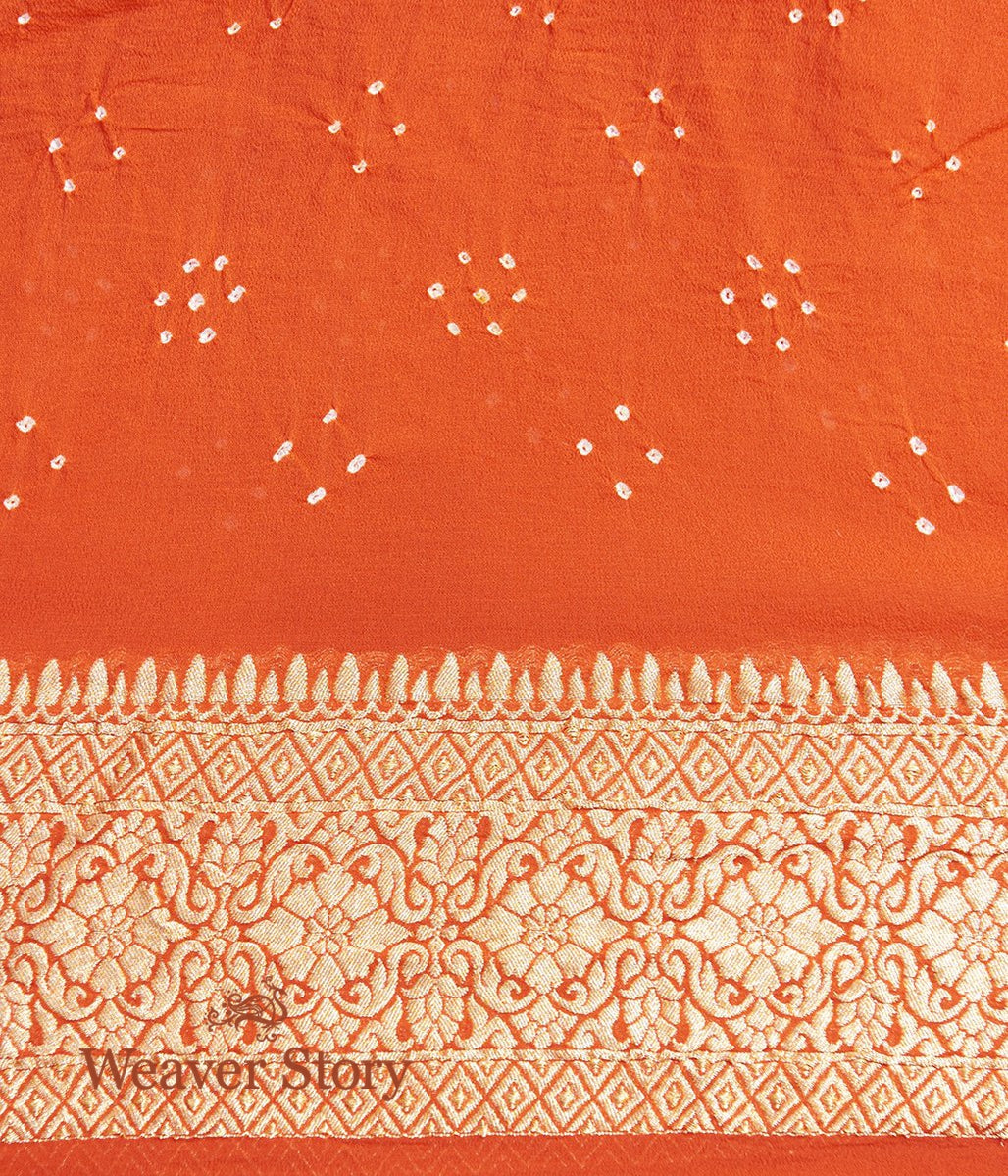 Handwoven_Orange_Banarasi_Bandhej_Saree_WeaverStory_05