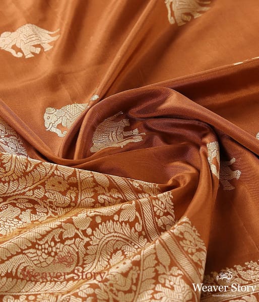 Handwoven_Brown_Shikargah_Dupatta_with_Elephant_Motif_WeaverStory_05