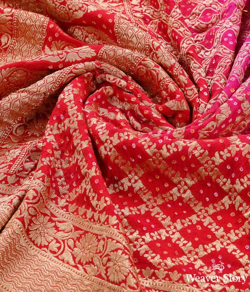 Handwoven_Red_and_Pink_Banarasi_Bandhej_Dupatta_WeaverStory_05