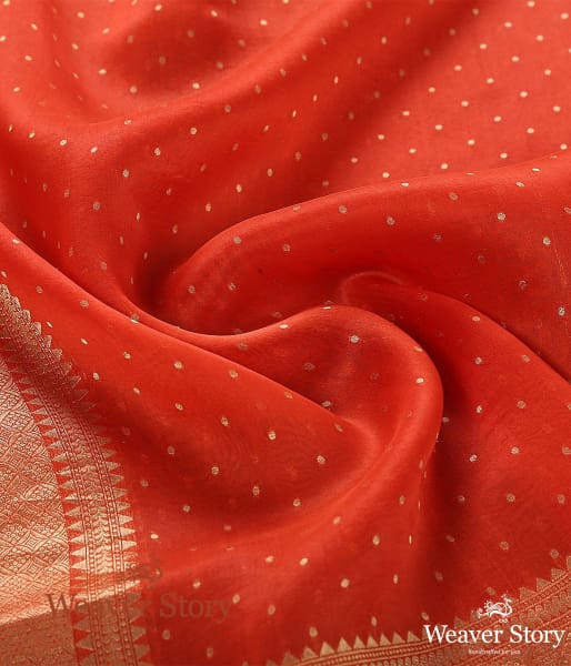 Handwoven_Red_Organza_Gold_Booti_Dupatta_WeaverStory_05