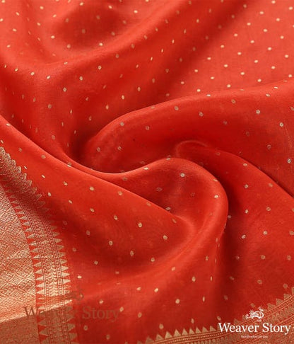 Handwoven_Red_Organza_Gold_Booti_Dupatta_WeaverStory_05