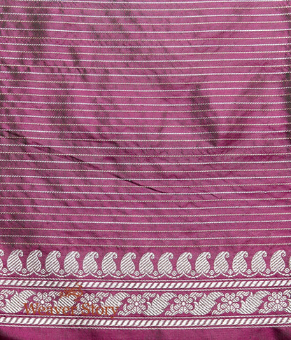 Handwoven_Pink_Plain_Saree_with_Silver_Zari_Stripes_and_Green_Selvedge_WeaverStory_05