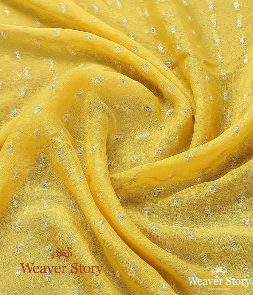 Handwoven_Yellow_Georgette_Dupatta_with_Silver_Zari_WeaverStory_05