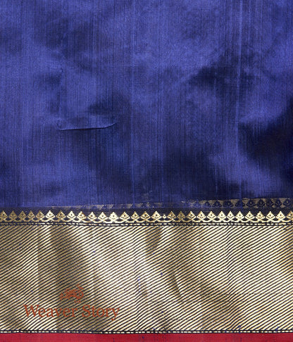 Handwoven_Blue_Plain_Silk_Cotton_Saree_with_Solid_Zari_Border_WeaverStory_05