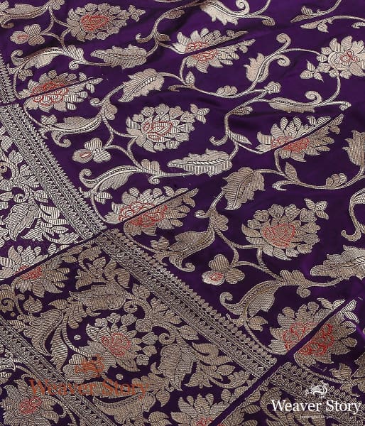 Handloom_Purple_Kadhwa_Meenakari_Banarasi_Lehenga_WeaverStory_05