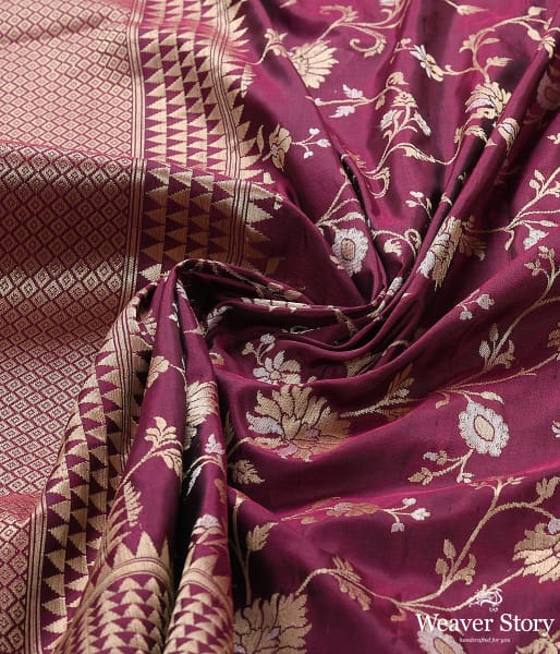 Handwoven_Wine_Banarasi_Cutwork_Jangla_Dupatta_WeaverStory_05