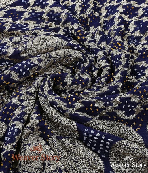 Handwoven_Banarasi_Bandhani_Georgette_Dupatta_in_Blue_WeaverStory_05